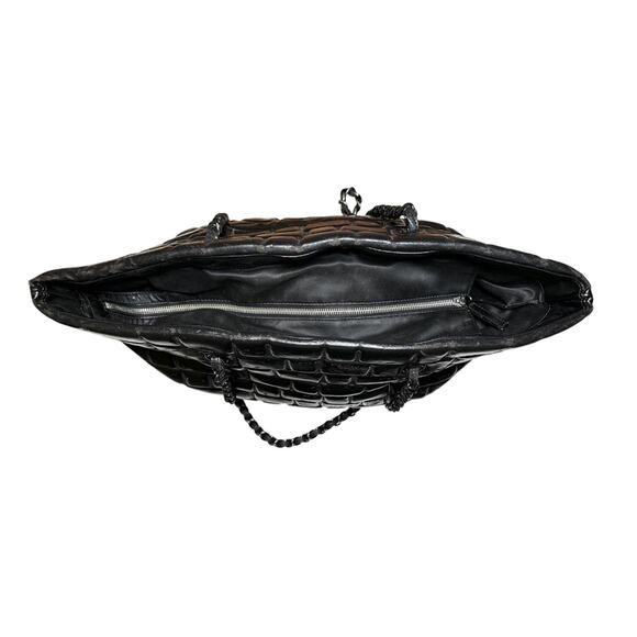 CHANEL Frozen Black Vinyl Quilted Large Chain Strap Shopping Tote Bag - Picture 4 of 11